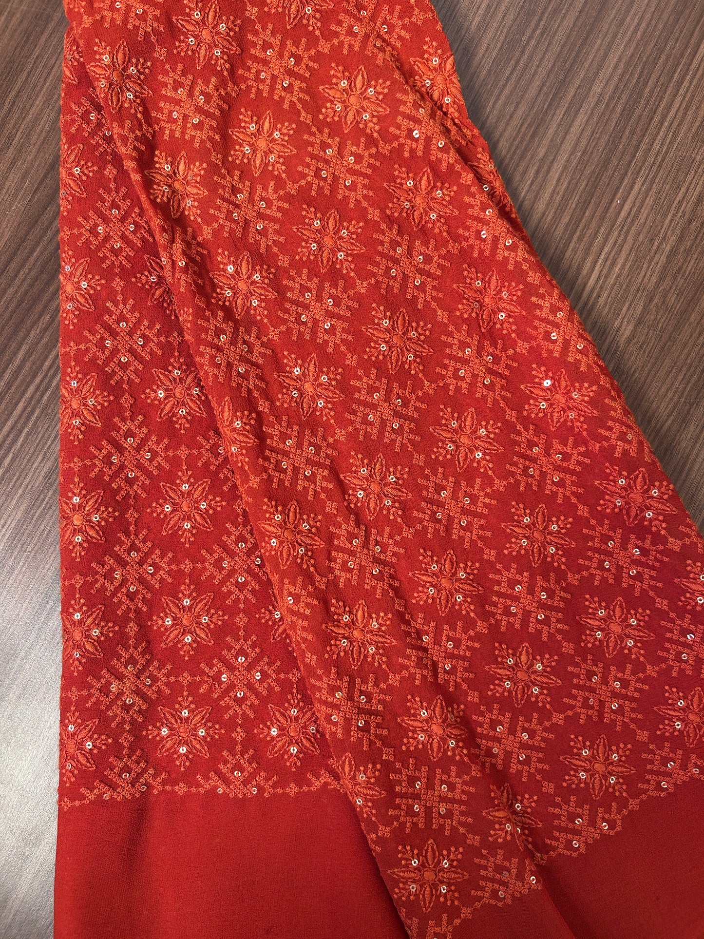 Rust orange Chiffon Saree