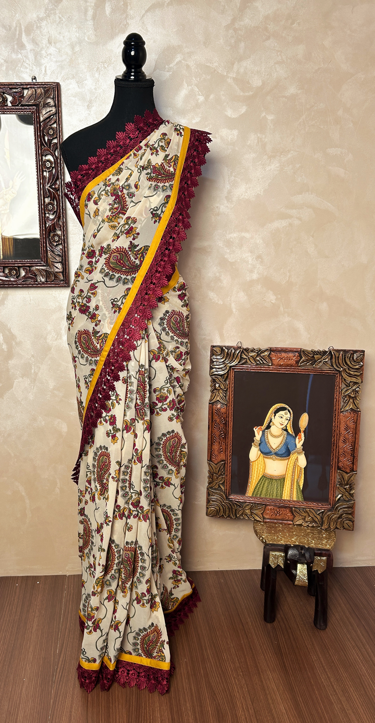Kalamkari Crepe Saree